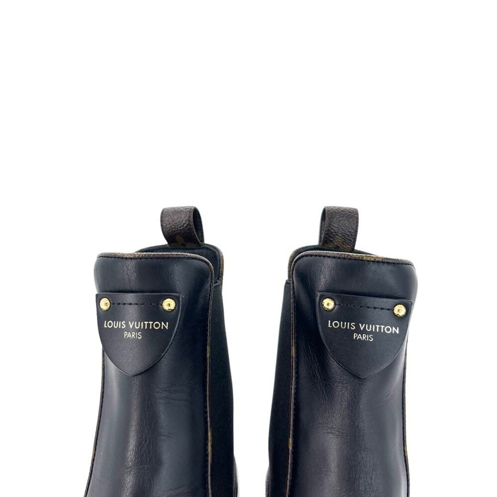 Louis Vuitton Beaubourg Chelsea LV Monogram Platform Calfskin Ankle Boots 36.5 - Picture 7 of 9